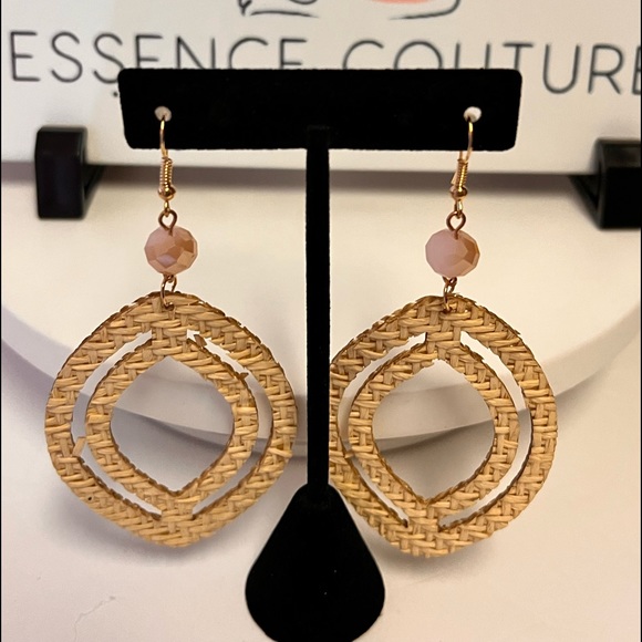 SALE! Afrocentric Women Wooden Teardrop Shaped Wood Dangle Earrings - Picture 7 of 7